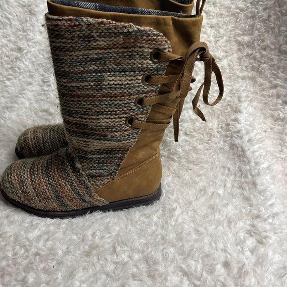 Mukluks Lucinda Wide Calf Cognac Boots Wool Blend Lining Women's Size 8 - Picture 6 of 9